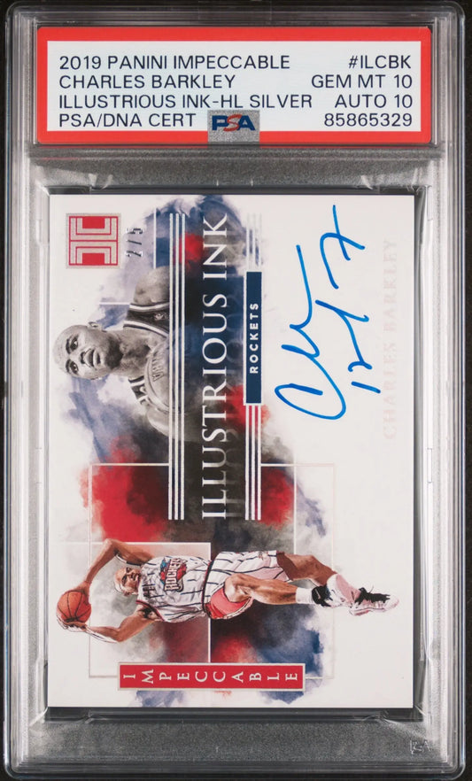 PSA-graded Charles Barkley 2019 Panini Impeccable Illustrious Ink 2/5 Auto Jersey Patch