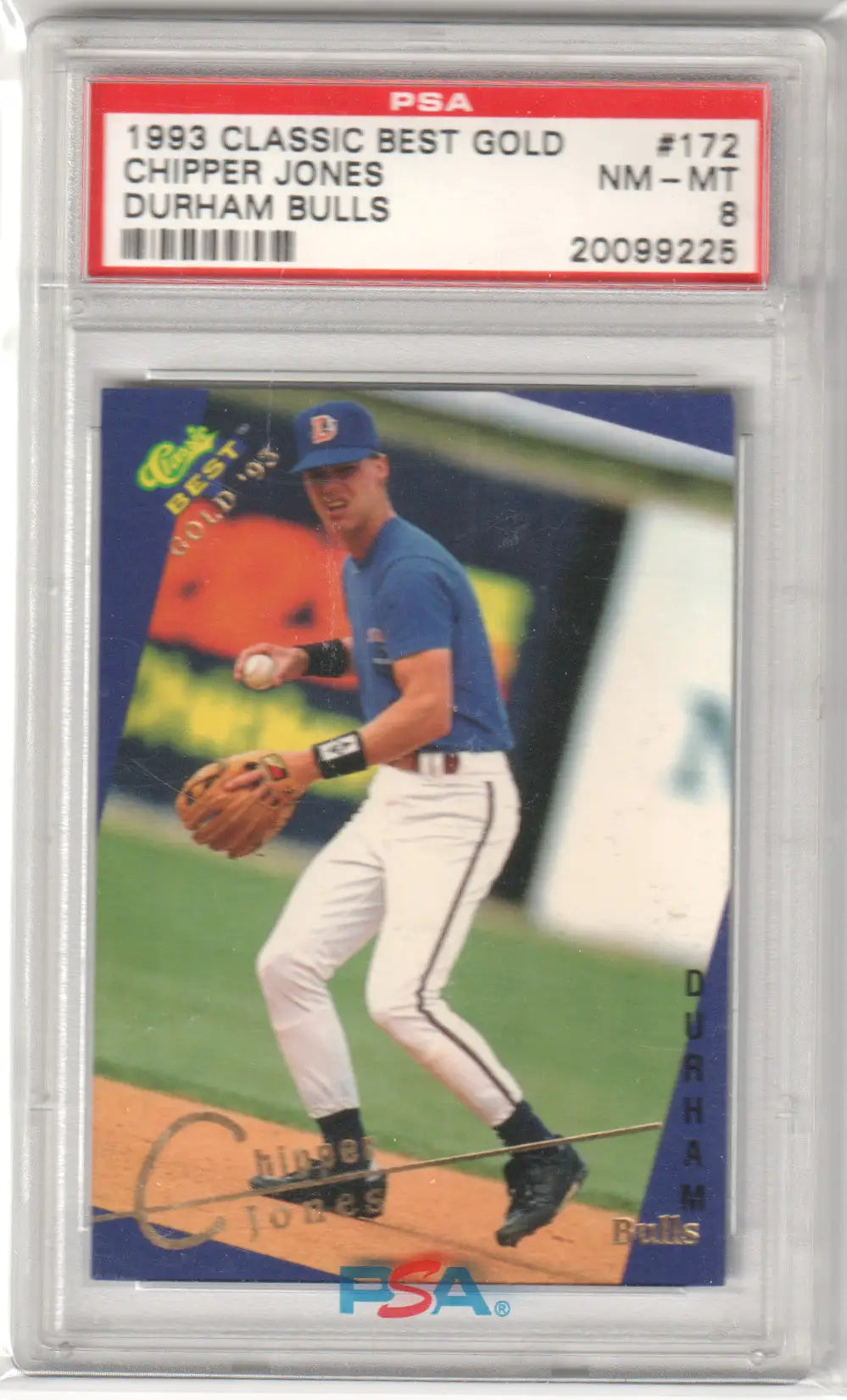 Graded Chipper Jones 1993 Classic Best Gold RC #172 Durham Bulls PSA 8 NM-MT for Columbia Hobby