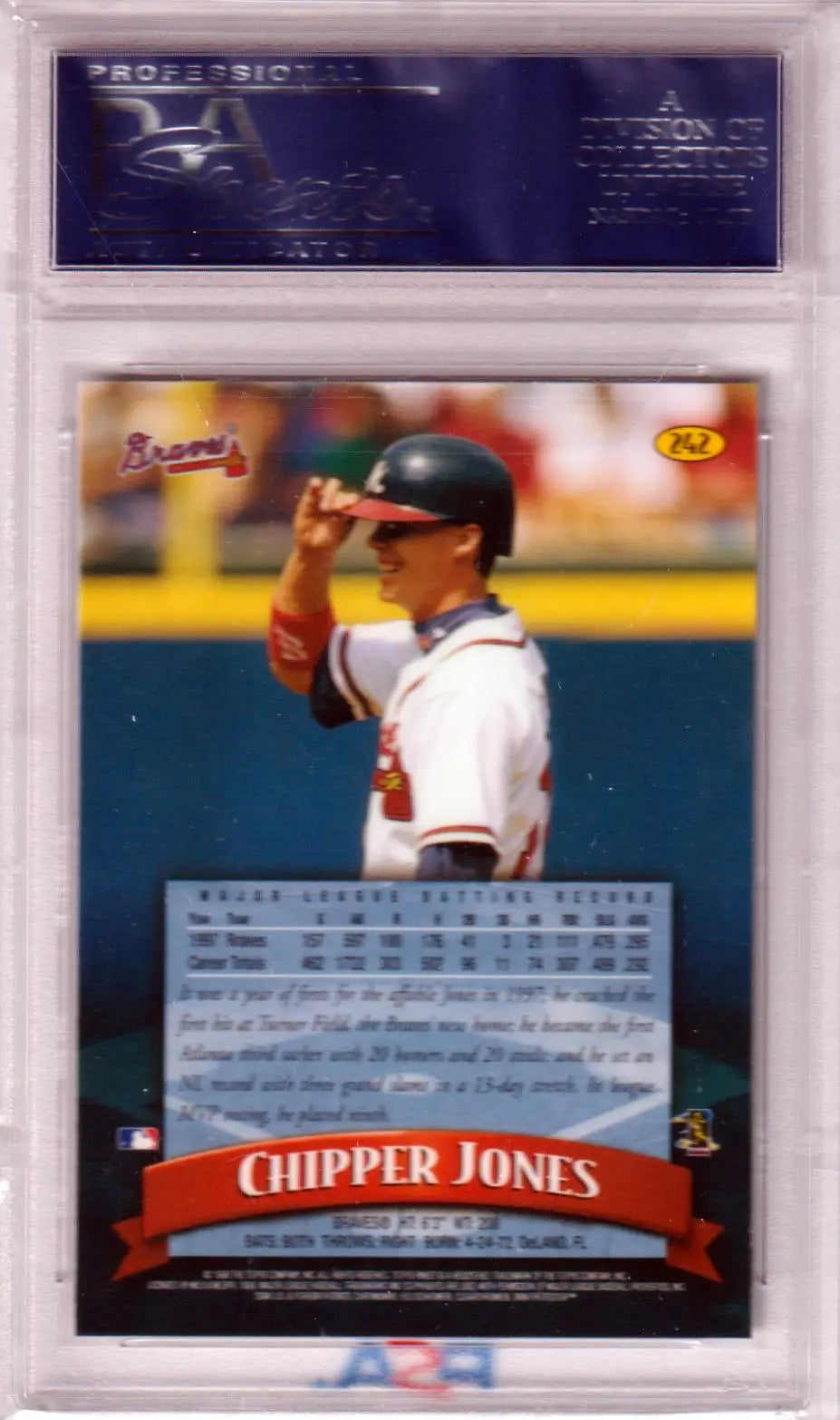 Chipper Jones trading card from 1998 Topps Finest, PSA 10 GEM MINT, Atlanta Braves