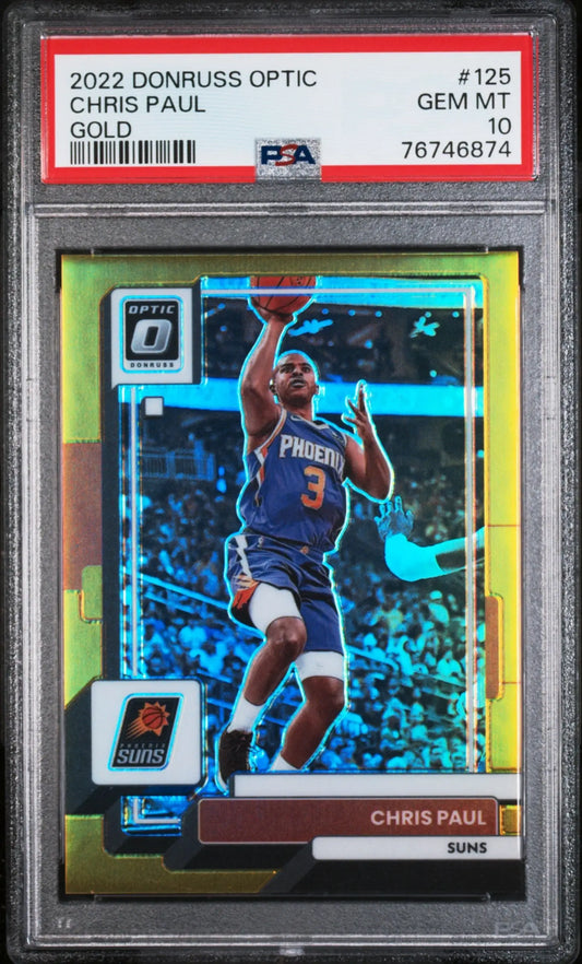 PSA 10 Gem Mint Chris Paul 2022 Donruss Optic #125 basketball card in blue uniform