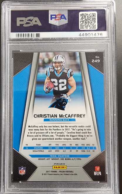 PSA 10 Gem Mint Christian McCaffrey Panini Prizm Rookie NFL trading card