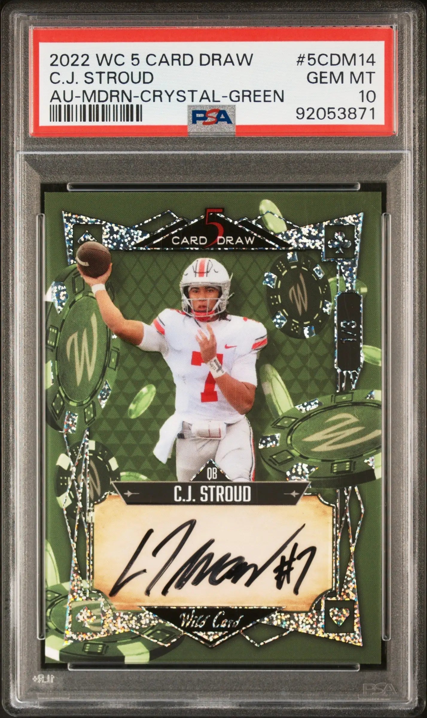 PSA 10 Gem Mint CJ Stroud 2022 Wild Card Draw Auto in protective case