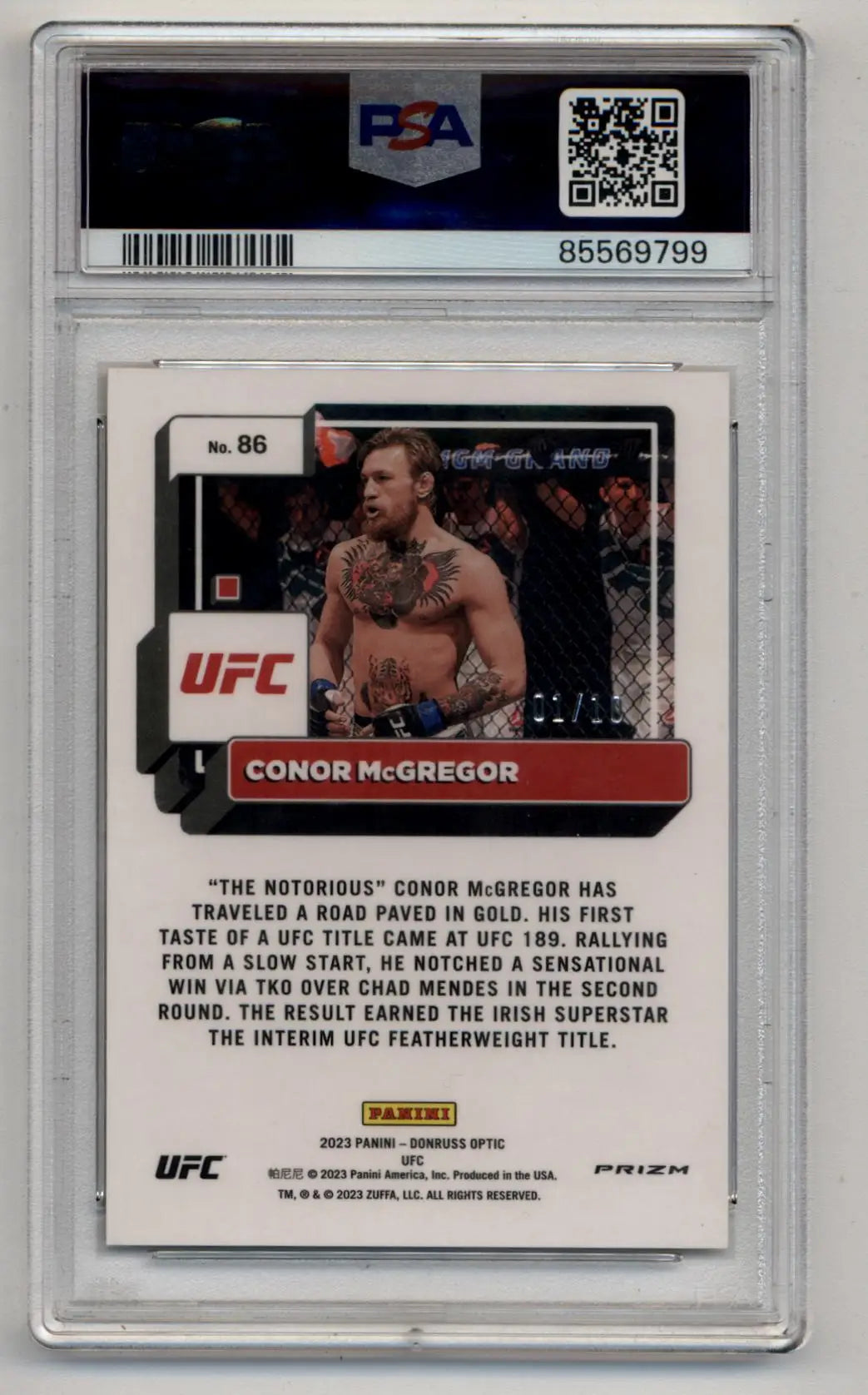 PSA-graded Donruss Optic UFC Gold Conor McGregor trading card in fighting stance