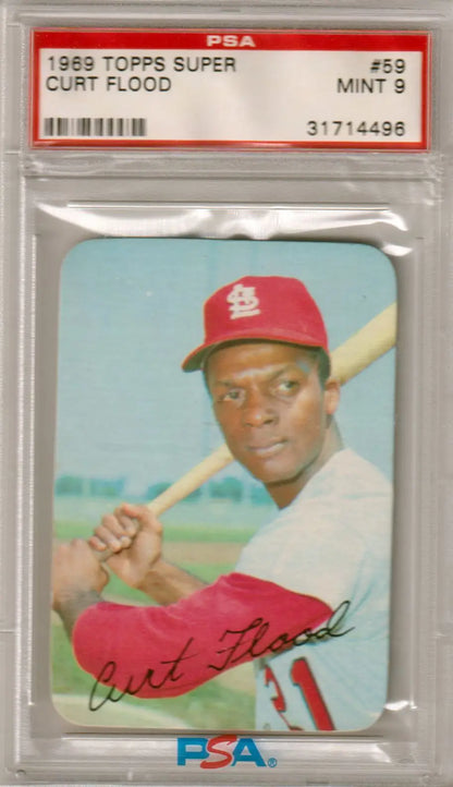 PSA-graded Curt Flood 1969 Topps Super baseball card for Columbia Hobby collectors