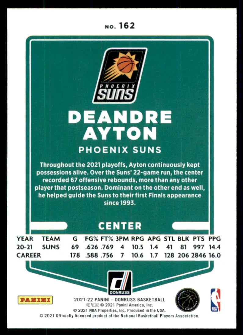 2021-22 Panini Donruss Deandre Ayton Phoenix Suns #162