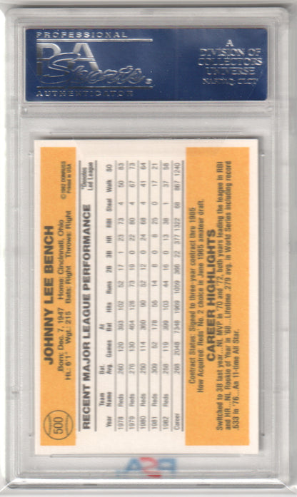 JOHNNY BENCH 1983 Donruss #500 PSA 10 GEM MINT - REDS