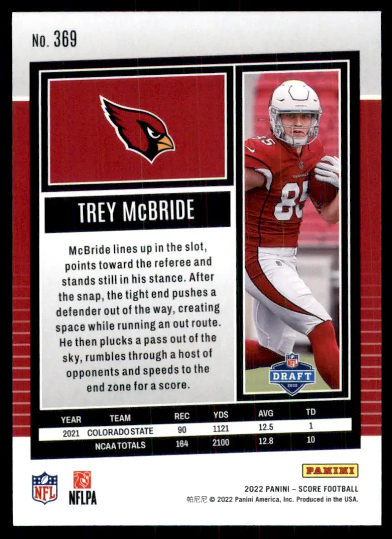 2022 Score Trey McBride Rookie Arizona Cardinals #369