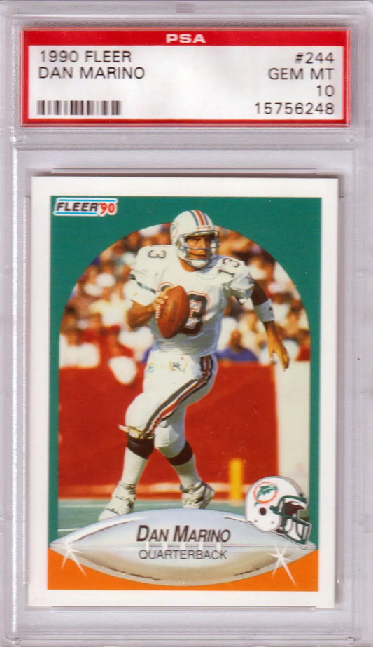 Dan Marino 1990 Fleer #244 PSA 10 GEM MINT trading card in graded case by Columbia Hobby