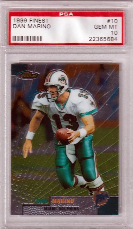 PSA-graded 1999 Topps Finest Dan Marino football card from Columbia Hobby