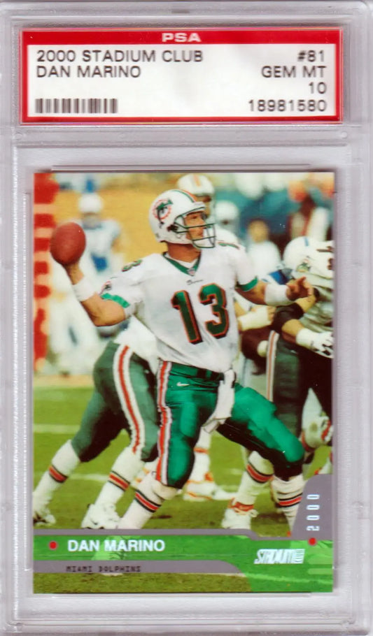 PSA-graded Dan Marino 2000 Topps Stadium Club football card Miami Dolphins gem mint