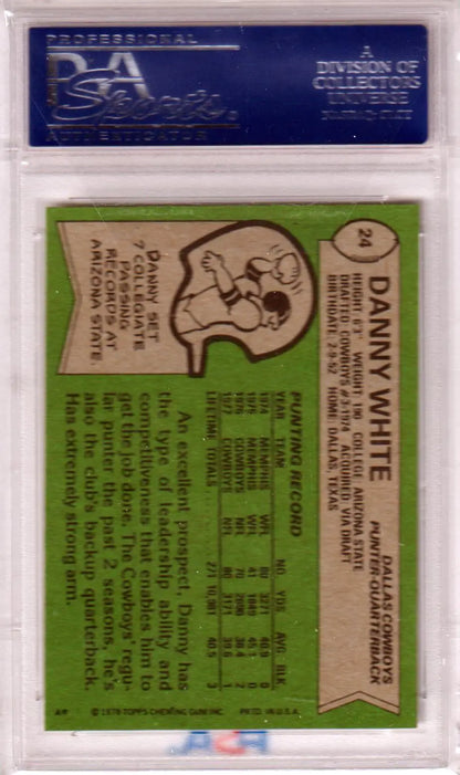 PSA-graded Danny White 1978 Topps trading card in clear case from Columbia Hobby