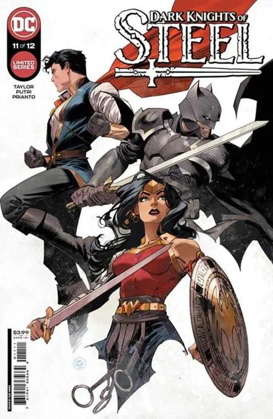 Comic book cover for DC Dark Knights of Steel #11 showcasing heroes in combat poses