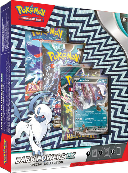 Dark Powers GX Special Collection box with Pokémon TCG foil card featuring Absol