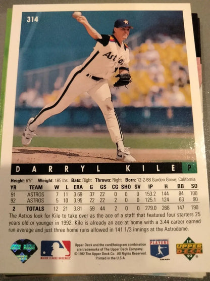 Darryl Kile Astros 314 Upper Deck 1992 Baseball Card for collectors and fans