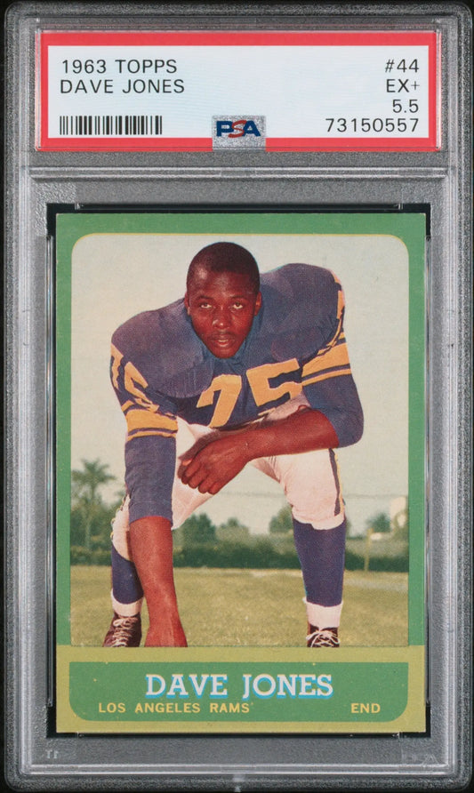 PSA-graded 1963 Topps football card of Dave Deacon Jones wearing number 75