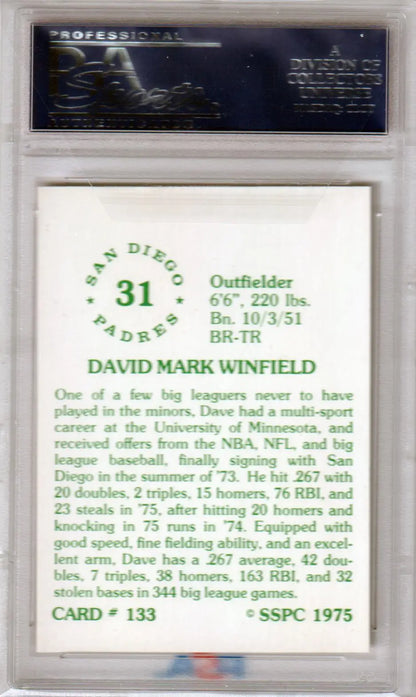 Baseball card of Dave Winfield, #31, from SSPC 1975 for Columbia Hobby trading cards