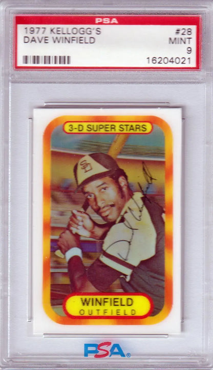 PSA-graded 1977 Kellogg’s Super Stars Dave Winfield baseball card for San Diego Padres