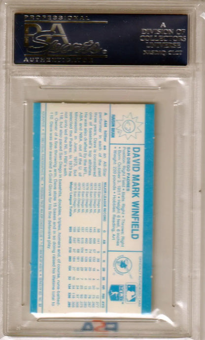 PSA-graded Dave Winfield 1980 Kellogg’s Super Stars trading card in protective case