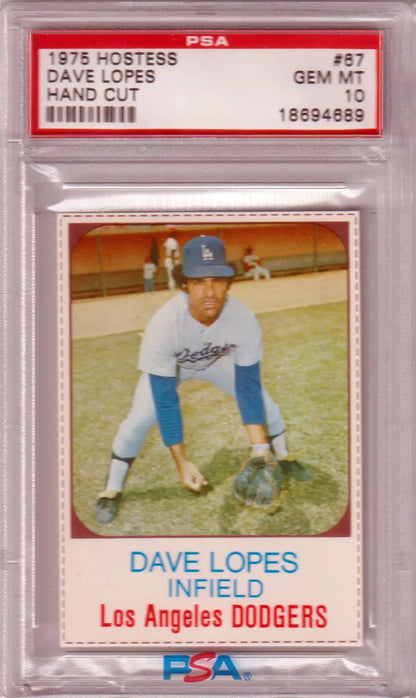 PSA 10 GEM MINT 1975 Hostess Baseball Card of Dodgers Infielder Davey Lopes from Columbia Hobby