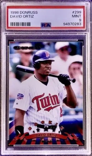 PSA-graded 1998 Donruss David Ortiz Mint Rookie card, Minnesota Twins at bat