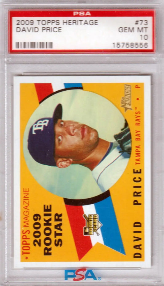 2009 Topps Heritage David Price Rookie Card PSA 10 in protective case from Columbia Hobby