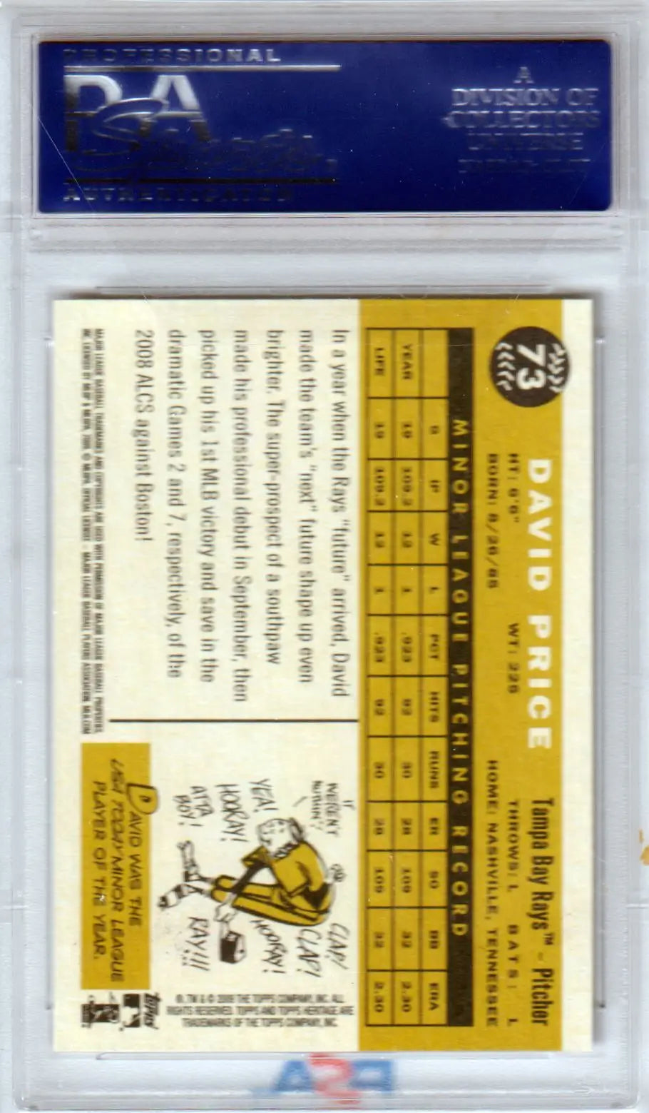 David Price 2009 Topps Heritage RC trading card in protective holder from Columbia Hobby