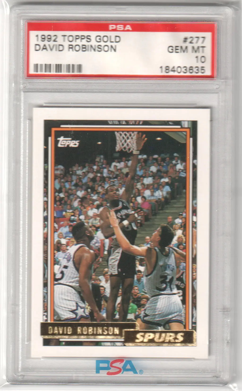 PSA 10 GEM MINT David Robinson 1992-93 Topps Gold basketball card shooting for Spurs