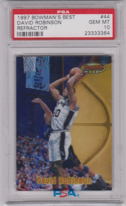 PSA 10 Gem Mint David Robinson 1997-98 Bowman’s Best Refractor basketball card SPURS