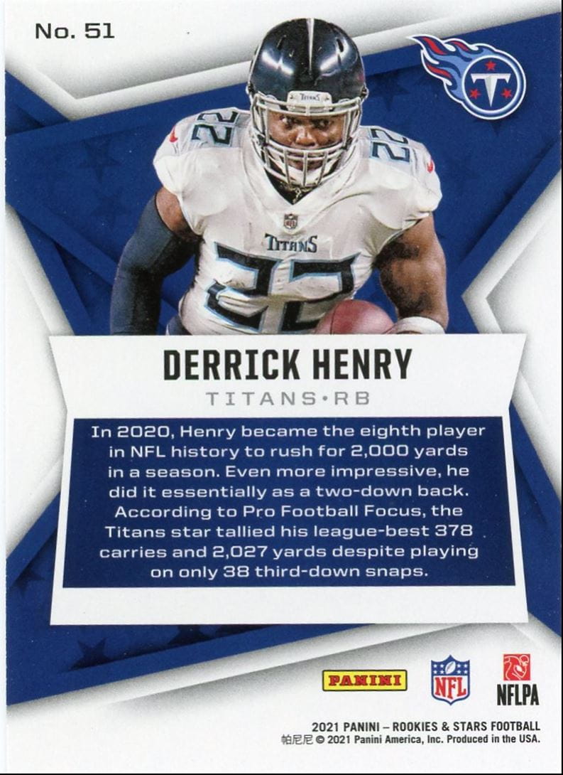 2021 Panini Rookies & Stars Derrick Henry Tennessee Titans #51