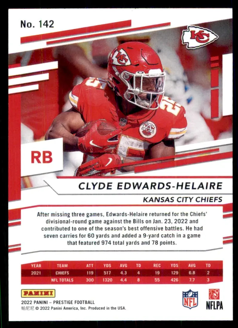 2022 Panini Prestige Clyde Edwards-Helaire Kansas City Chiefs #142