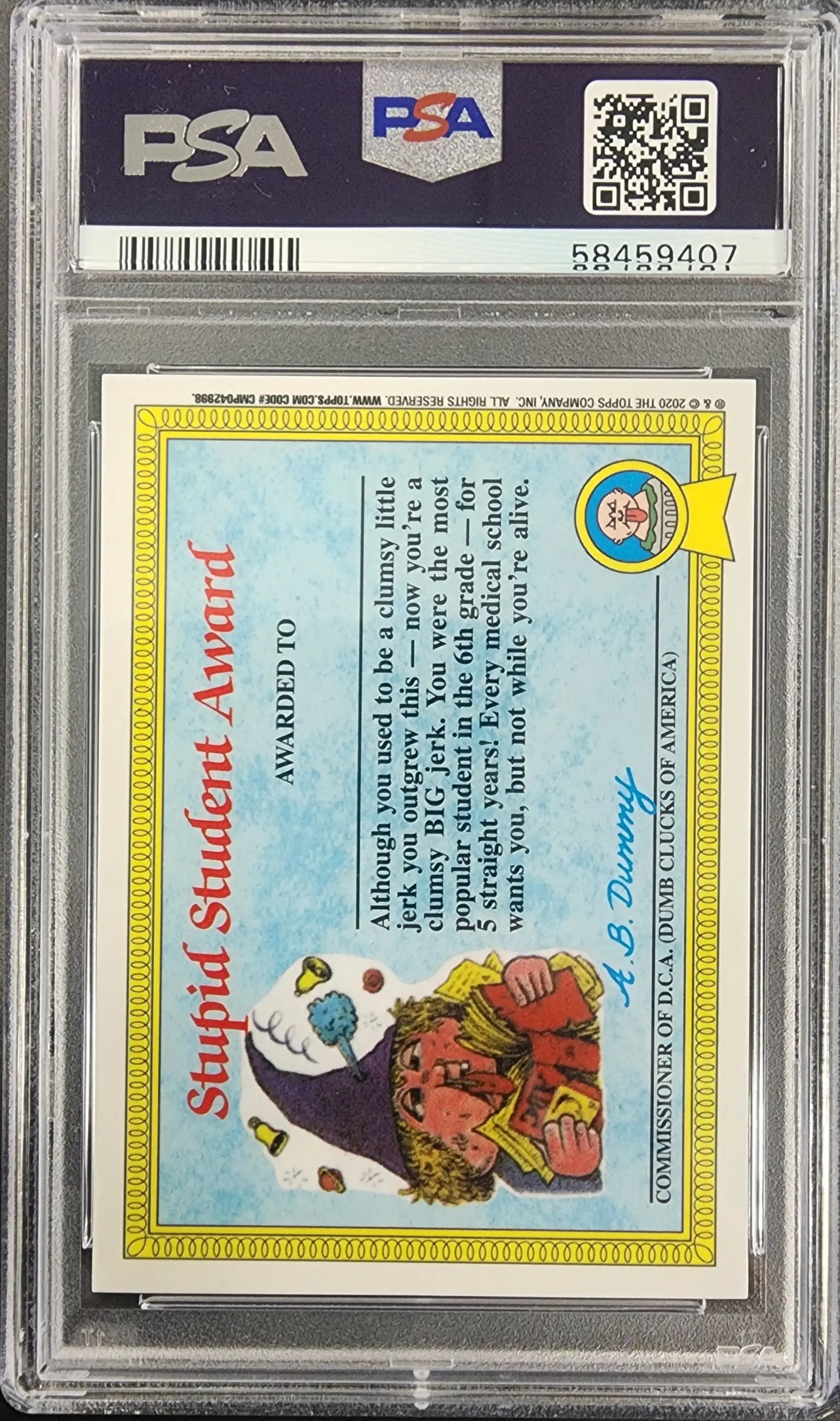 PSA-graded Dead Ted 2020 Topps Garbage Pail Kids Sapphire card with vibrant colors