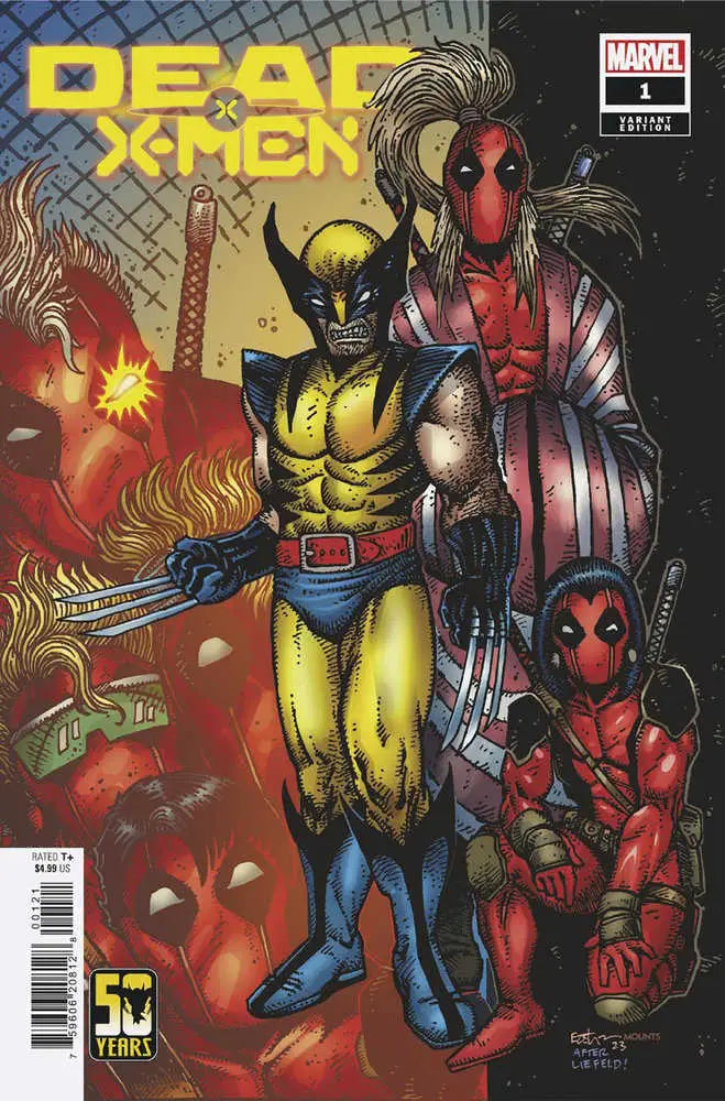 Comic book cover featuring Wolverine Wolverine and Deadpool in heroic poses for trading cards