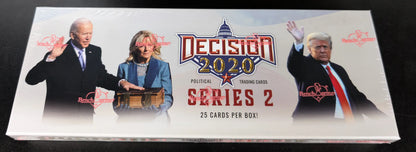 Factory sealed trading card box featuring political figures from the 2020 election series