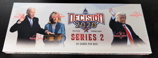 Factory sealed trading card box featuring political figures from the 2020 election series