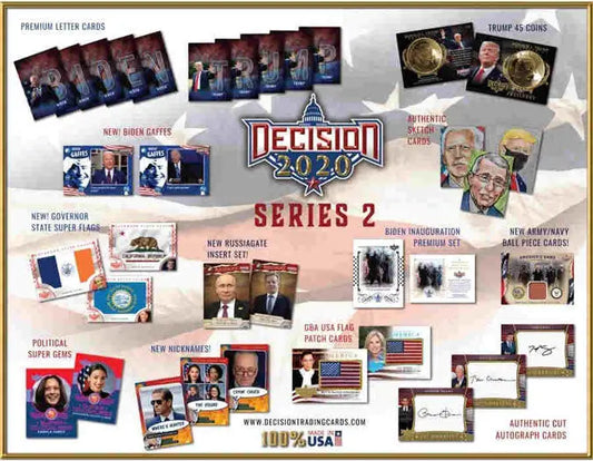 Decision 2020 Series 2 trading cards box featuring collectible U.S. politics cards