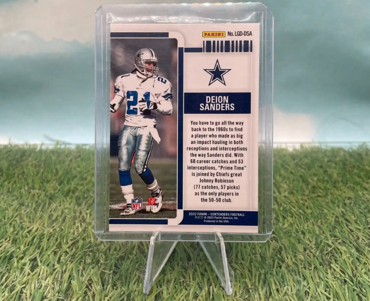 Deion Sanders 2022 Contenders Legendary Silver football card for Dallas Cowboys fans