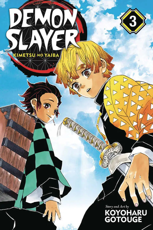 Demon Slayer Kimetsu No Yaiba Volume 03 cover with anime characters and blue sky backdrop