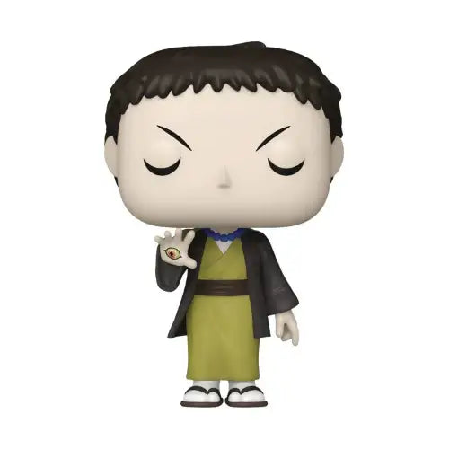 Demon Slayer vinyl figure of Yahaba in green robe, black cape, and drink, PX exclusive