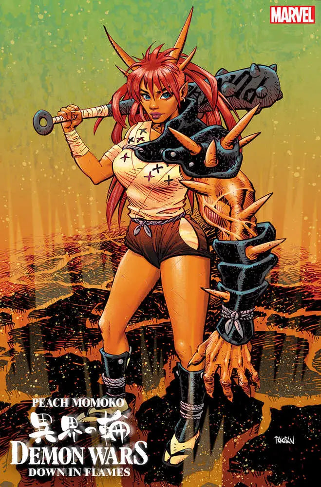 Fierce red-haired warrior in revealing armor for Demon Wars trading cards