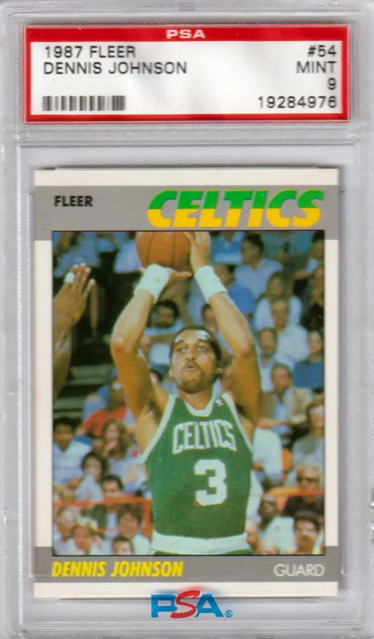 Dennis Johnson 1987-88 Fleer #54 PSA 9 Mint Celtics trading card from Columbia Hobby