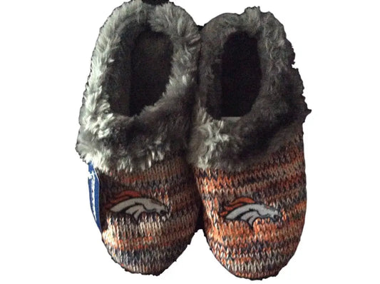 Denver Broncos Womens Peak Slide Slippers with faux fur lining and logo design