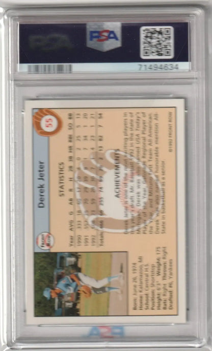 PSA-graded DEREK JETER 1992 Front Row Draft Picks RC Rookie #55 in clear case, Columbia Hobby