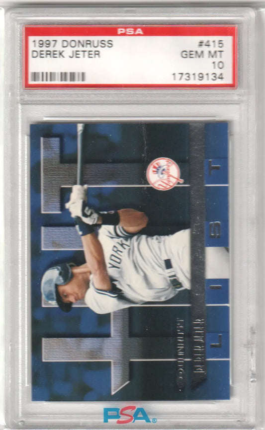 PSA 10 GEM MINT Derek Jeter 1997 Donruss #415 trading card in protective case from Columbia Hobby