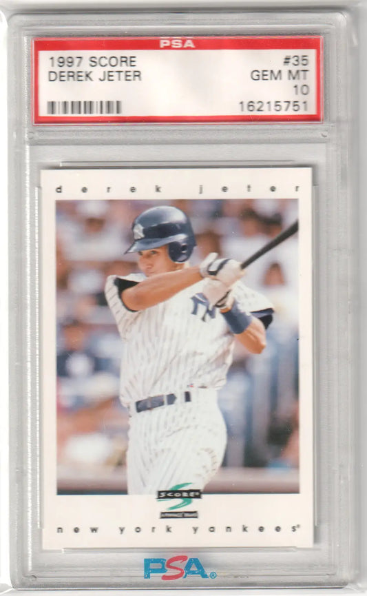 Derek Jeter 1997 Score #35 PSA 10 GEM MINT baseball card in protective case at Columbia Hobby