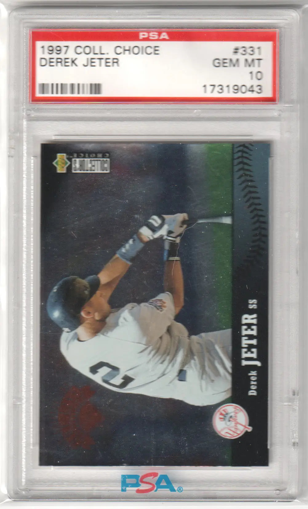 PSA graded 1997 Collector’s Choice Derek Jeter baseball card in protective case from Columbia Hobby