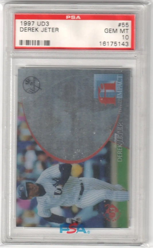 PSA-graded 1997 Upper Deck Derek Jeter card in protective case, Columbia Hobby single cards