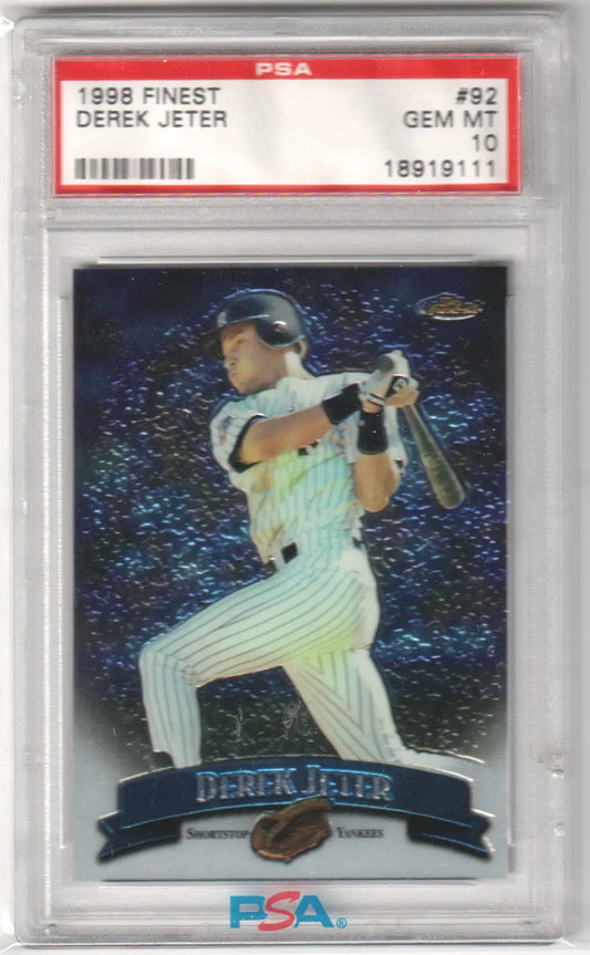 Derek Jeter 1998 Finest #92 PSA 10 GEM MINT trading card from Columbia Hobby