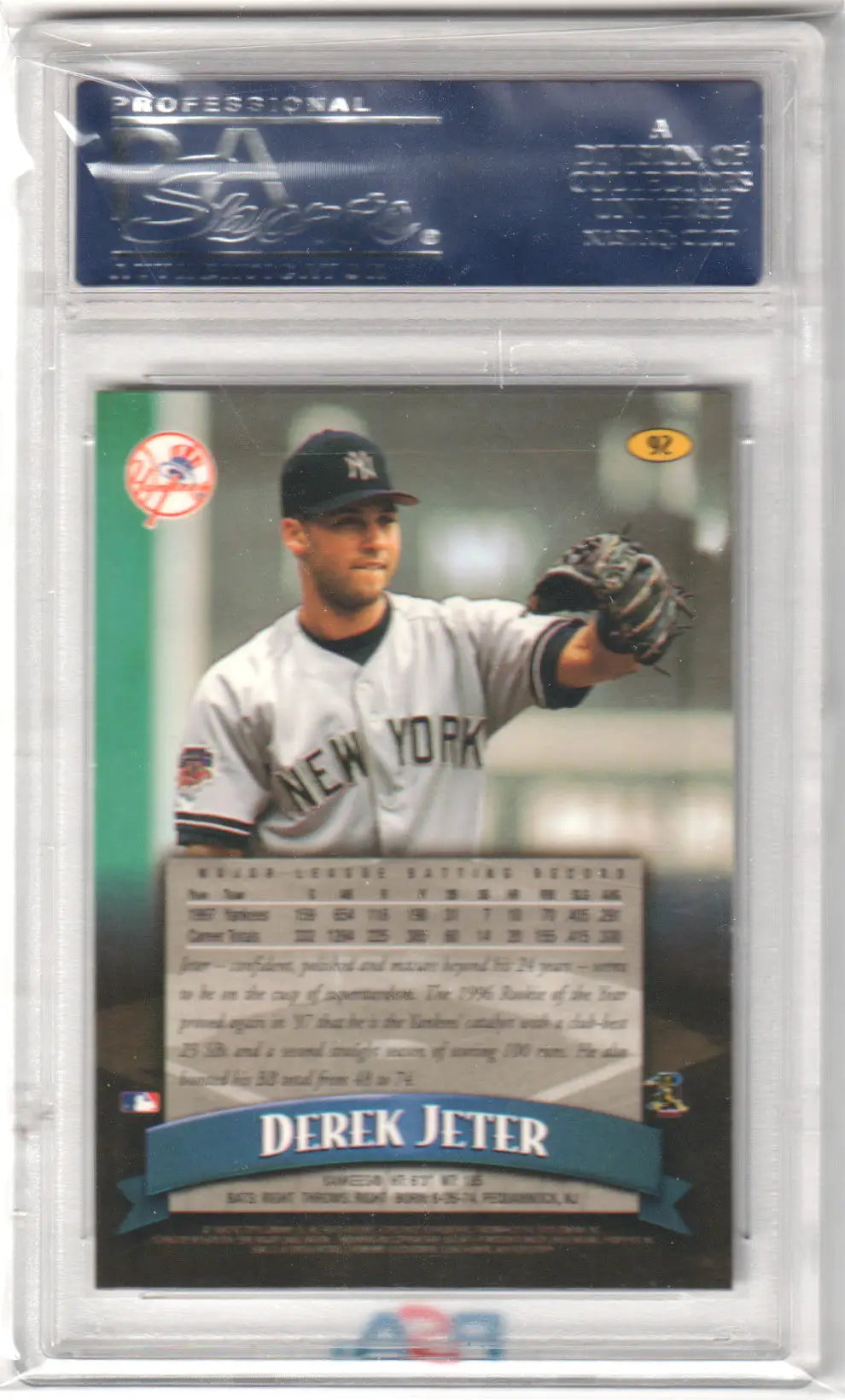 Derek Jeter 1998 Finest #92 PSA 10 GEM MINT trading card in protective case, Columbia Hobby