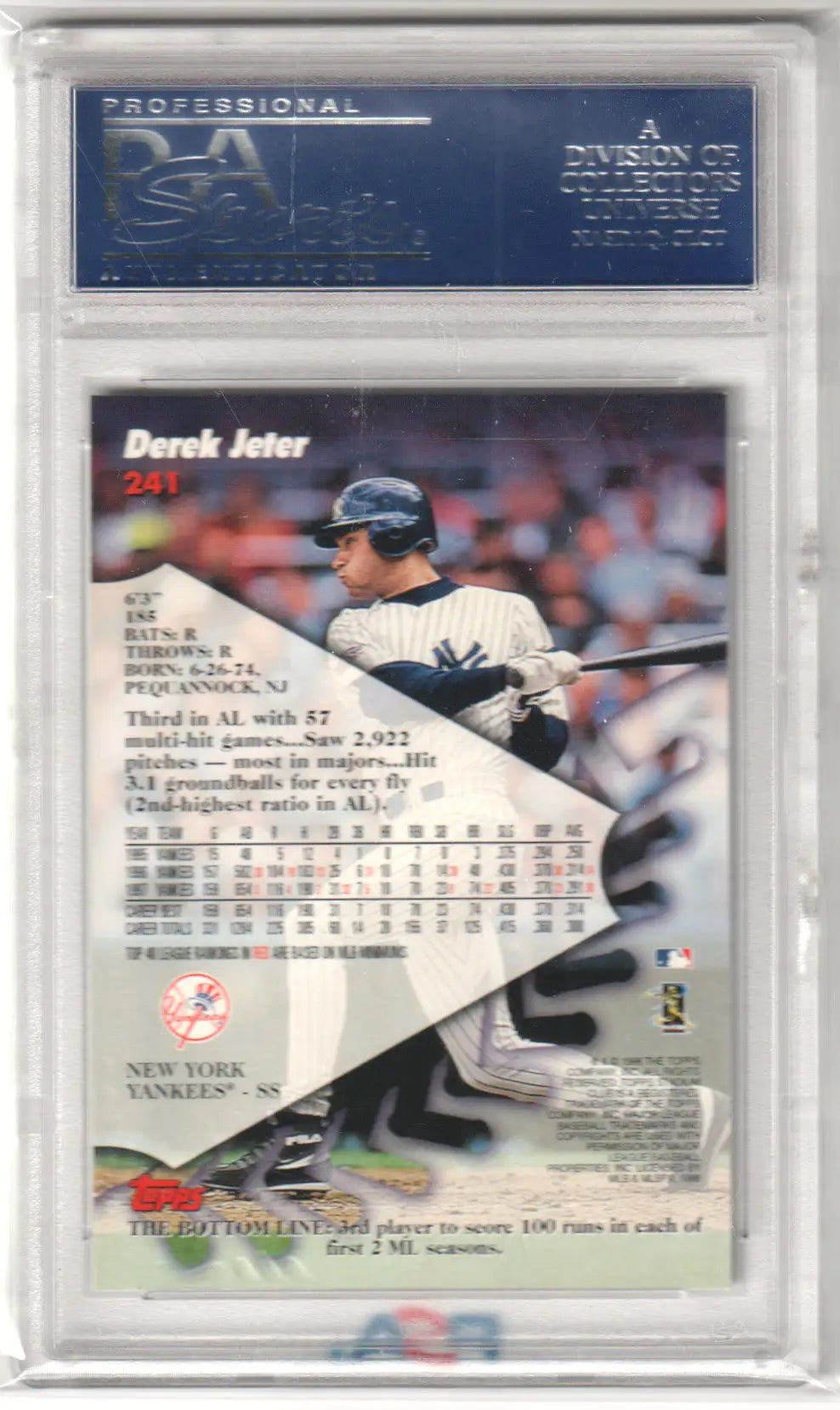 DEREK JETER 1998 Topps Stadium Club #241 card in protective case by Columbia Hobby