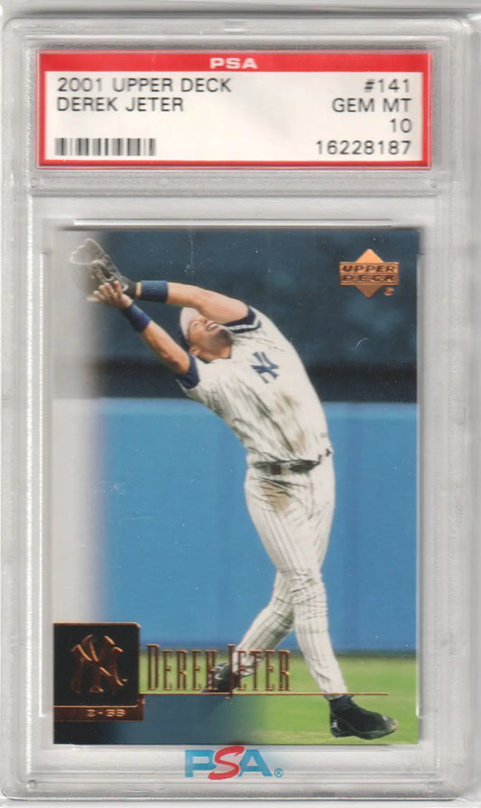 Derek Jeter 2001 Upper Deck #141 PSA 10 Gem Mint baseball card in protective case